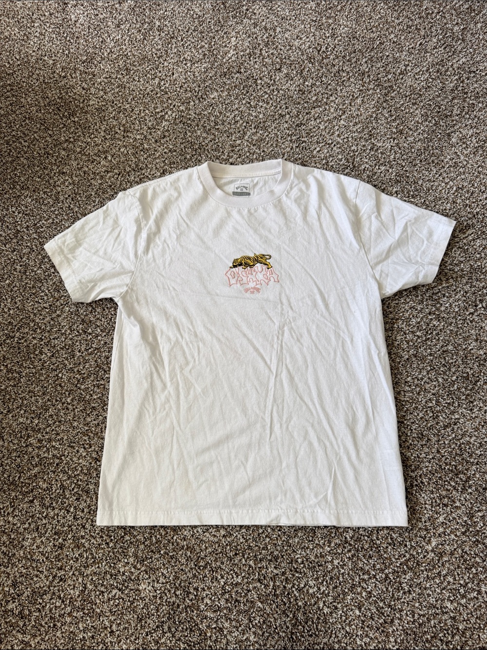 Billabong White Short-Sleeve Tee with Subtle Gray Logo